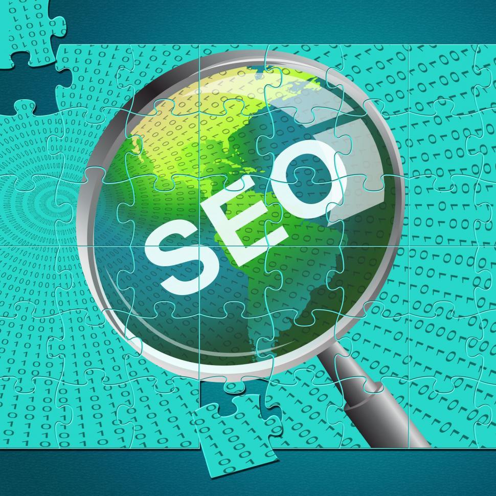 Seo Magnifier Shows Searches Website Et Optimisent Illustration Stock