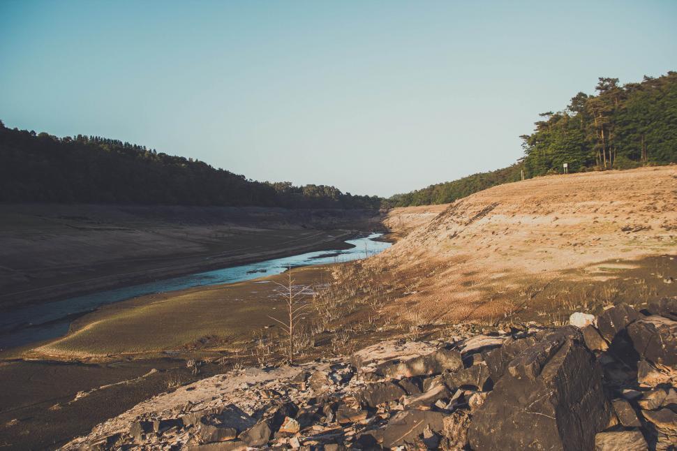 Free Image of Running water in a barren watershed 