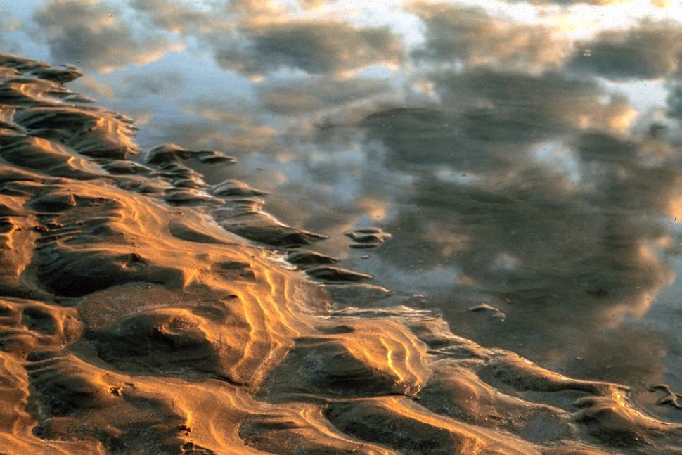 Free Image of Sunset reflection in tidepool 