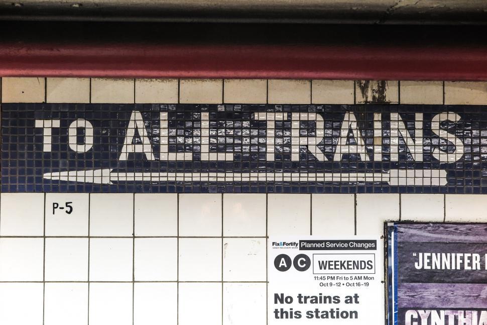 Free Image of To All Trains sign 
