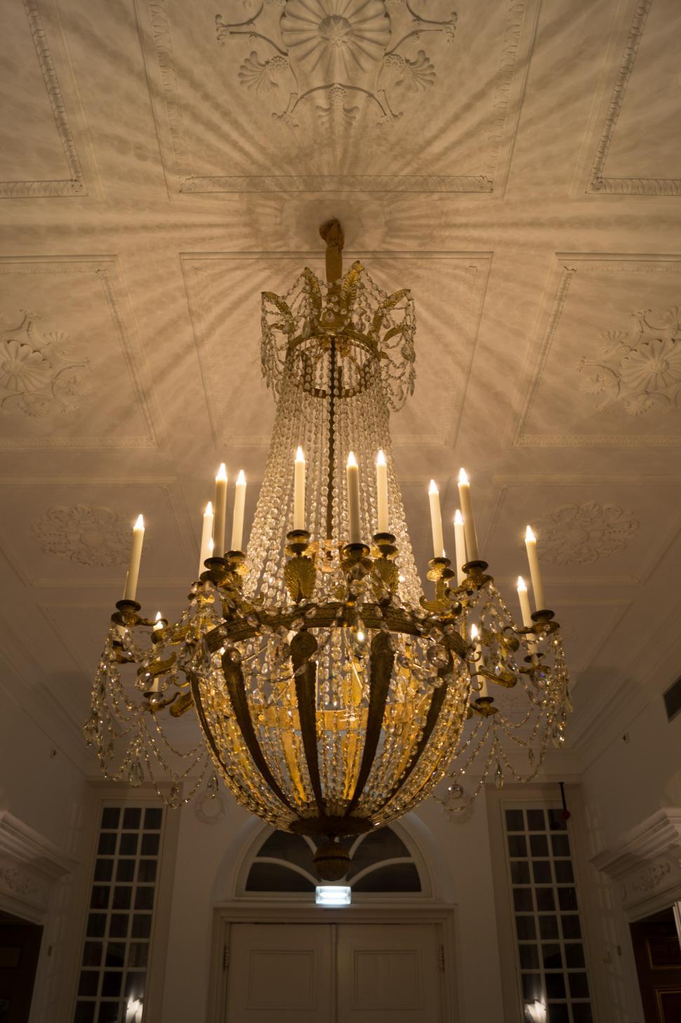 Free Stock Photo of Elegant Chandelier Hanging From Building Ceiling ...