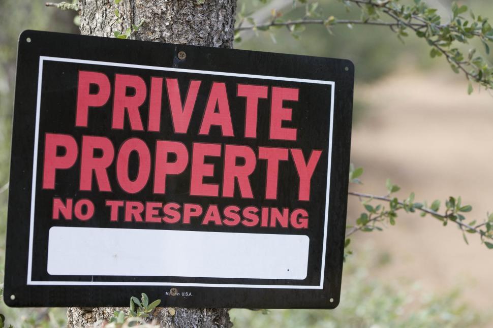 Private Property sign on a tree
