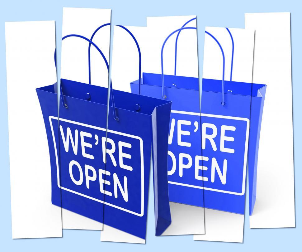 Free Image of We re Open Shopping Bags Show Grand Opening or Launch 