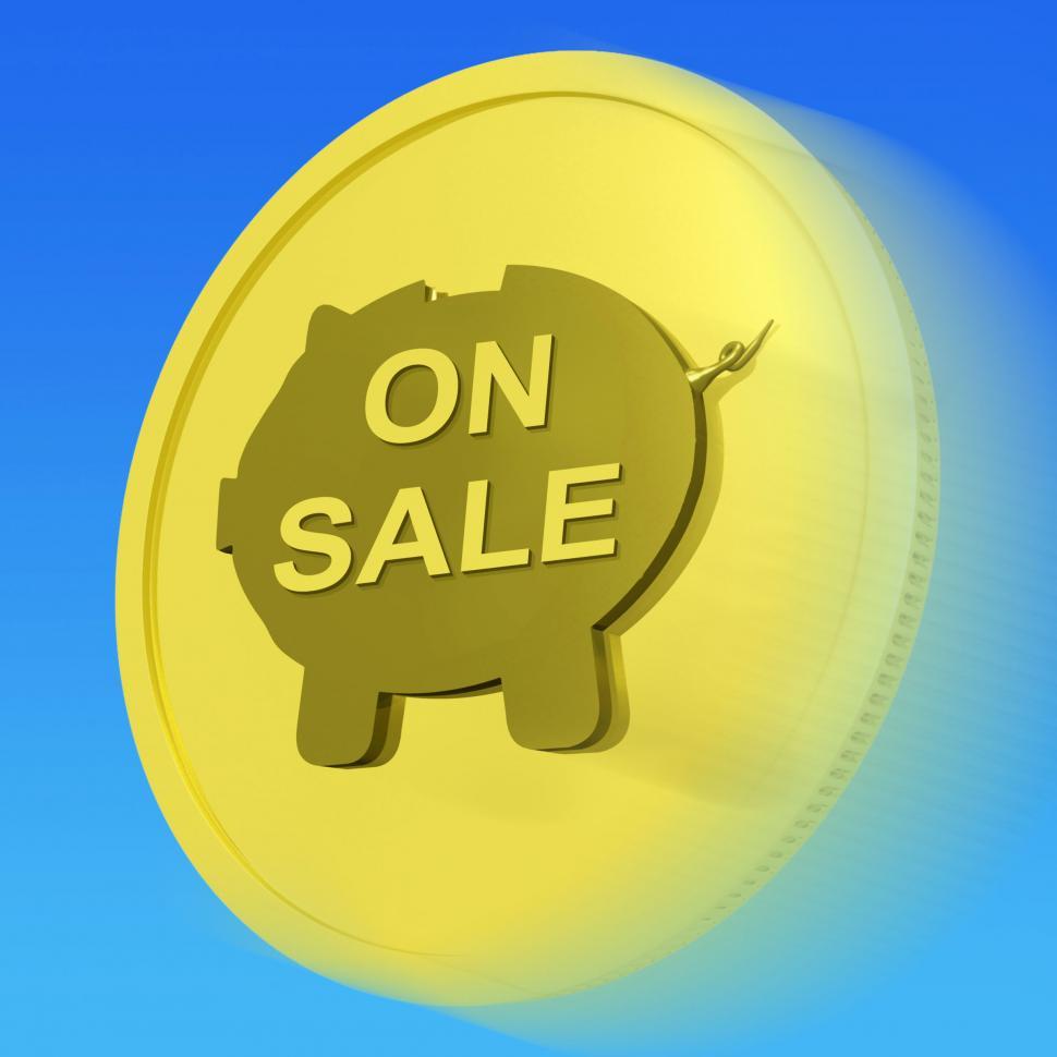 Free Stock Photo of On Sale Gold Coin Means Specials Promos And Cheap