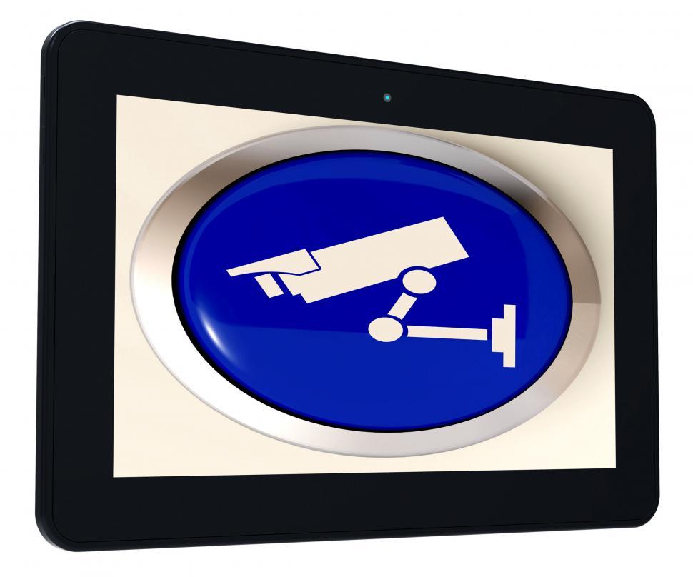 Camera Tablet Shows CCTV and Web Security