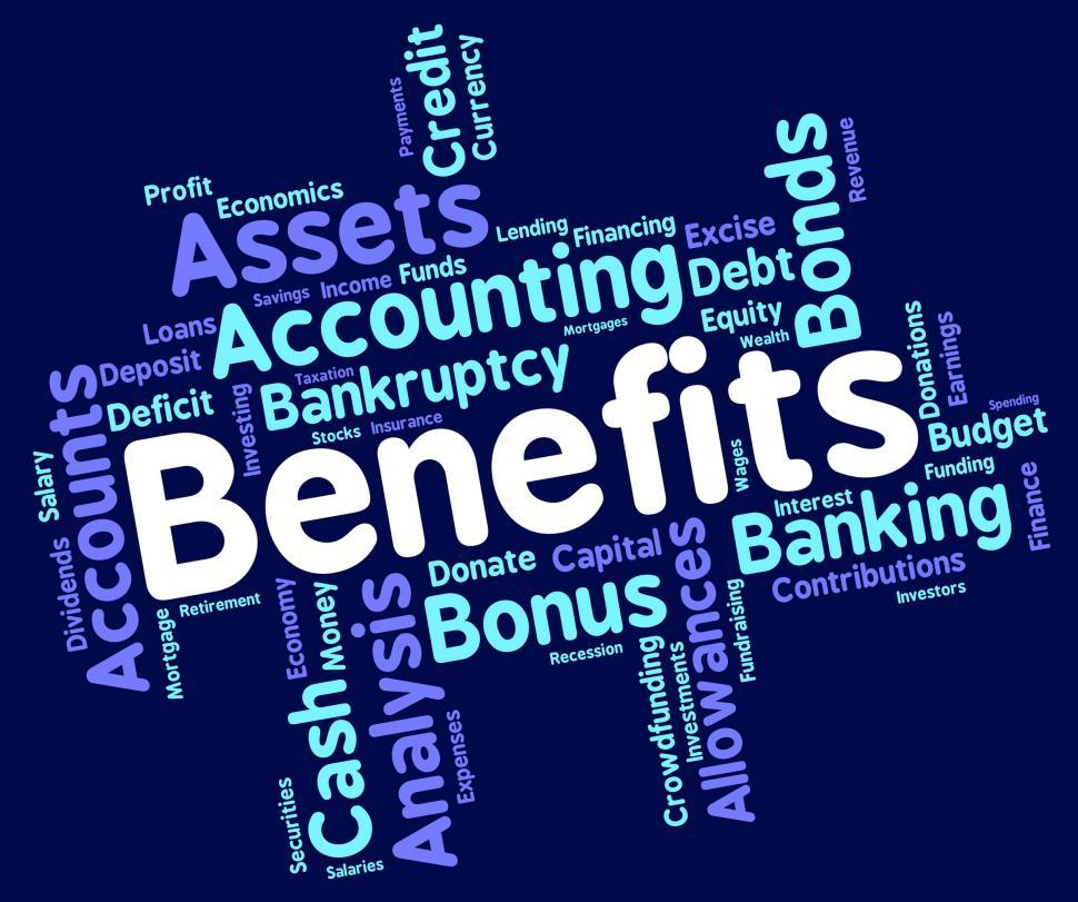 Free Image of Benefits Word Shows Pay Text And Perk 