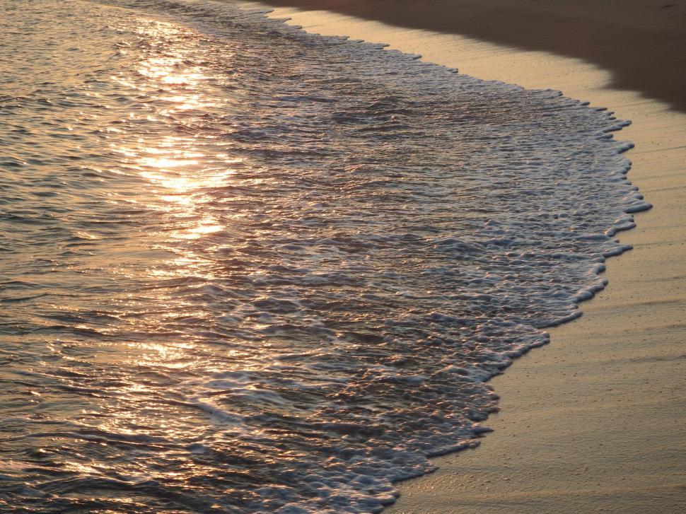 Free Image of Ocean Waves at Sunset  