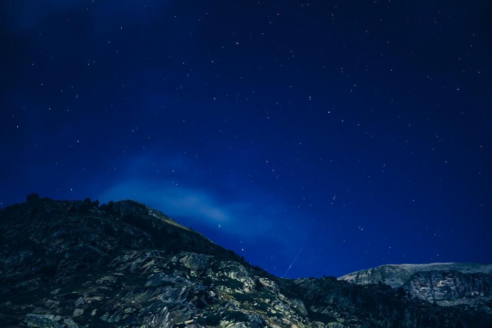 Free Image of Night Sky With Stars Above a Mountain 