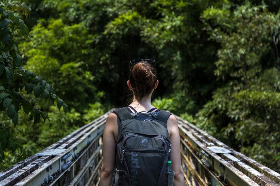 Free Image of Person Walking Across Bridge 