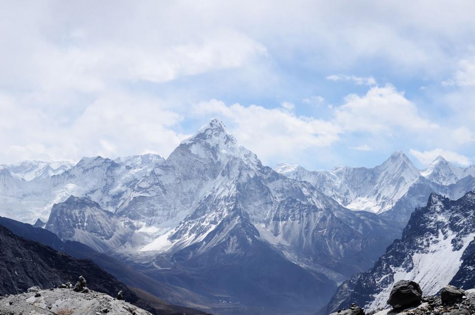 Free Image of Majestic Snow Covered Mountain Range 