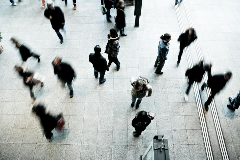 Free Stock Photo of Group of People Walking Down a Sidewalk