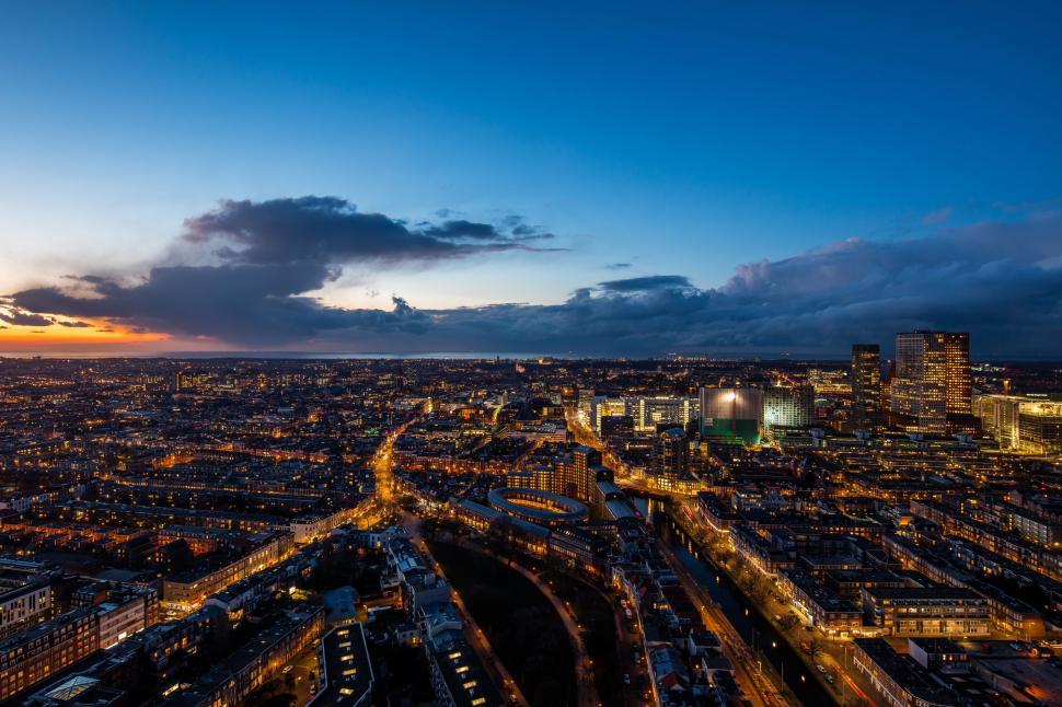 Free Image of Aerial View of City at Night 