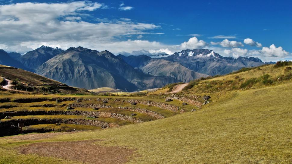 Free Stock Photo of Grassy Field With Mountains in Background ...