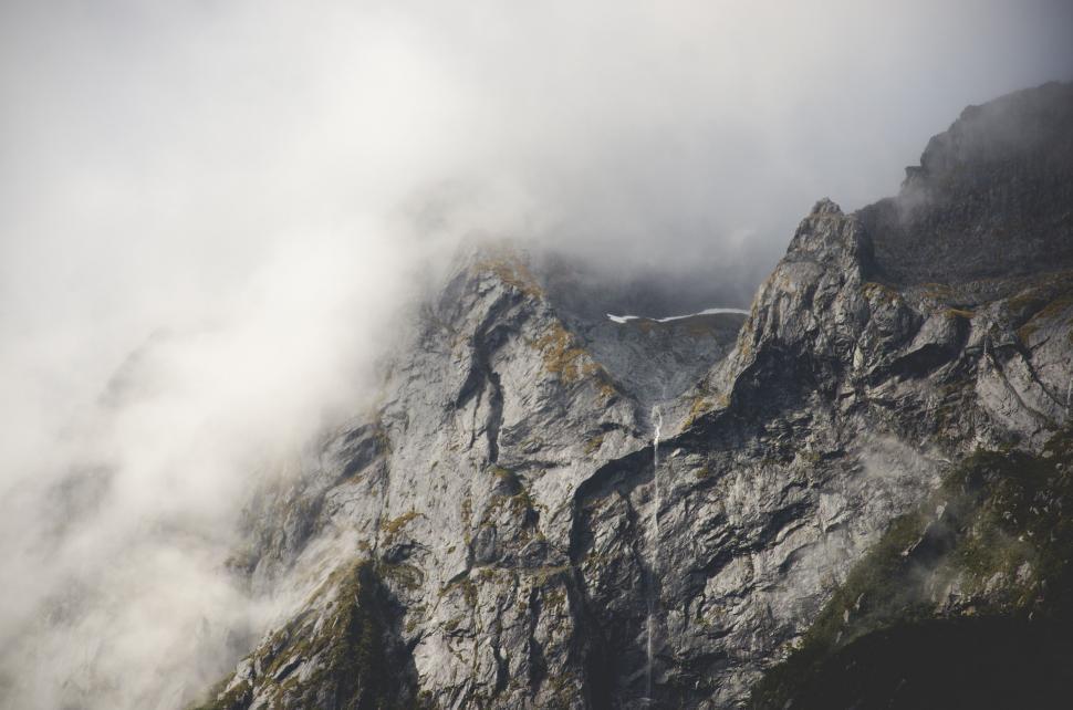 Free Image of Majestic Mountain Peak in Black and White 