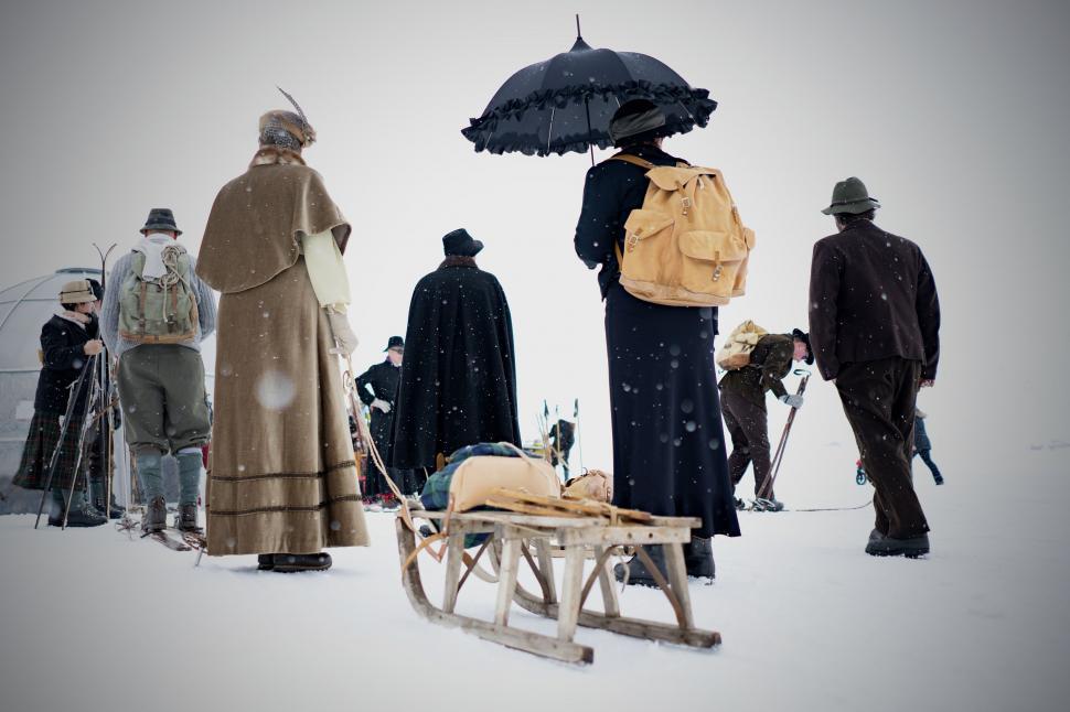 Free Image of Group of People Standing Together in the Snow 