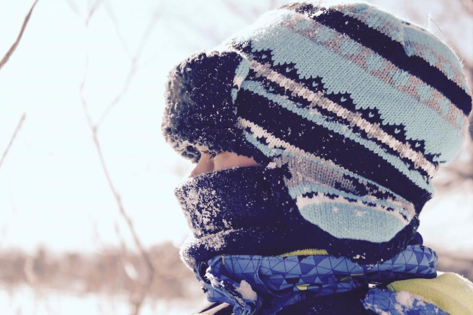 Free Image of Person Wearing Hat and Scarf in Snow 