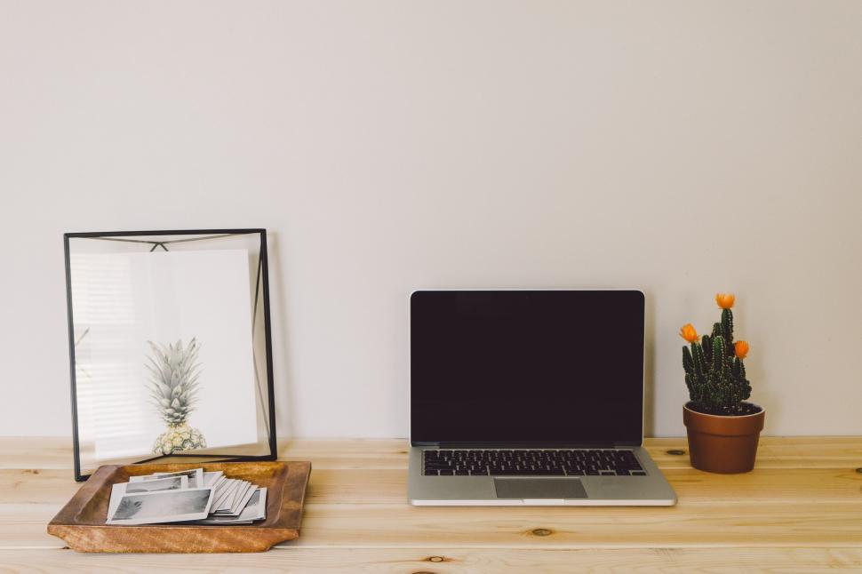 Free Image of Laptop Computer on Wooden Desk 