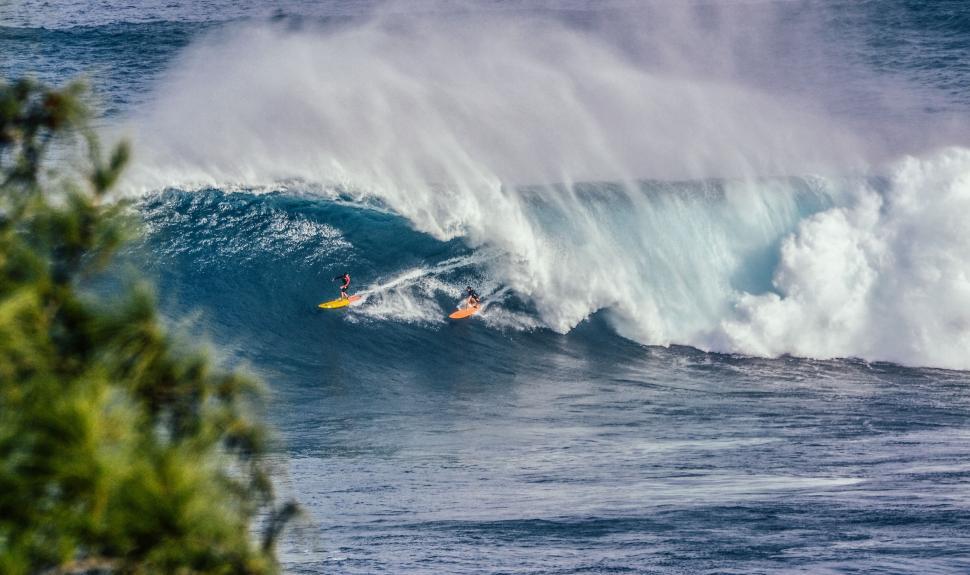 Free Image of Man Riding Wave on Surfboard 