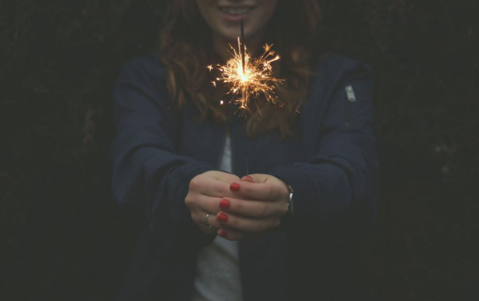 Free Image of Woman Holding Sparkler in Hands 