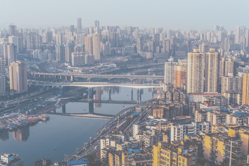 Free Image of Aerial View of a City and a River 