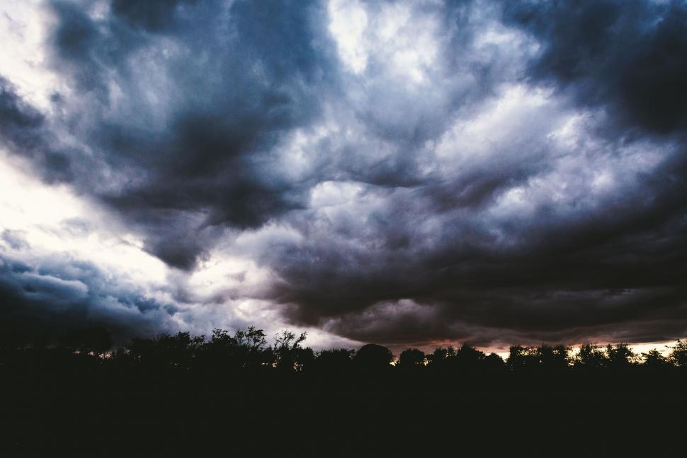 Free Stock Photo of Cloudy Sky With Trees in the Background | Download ...