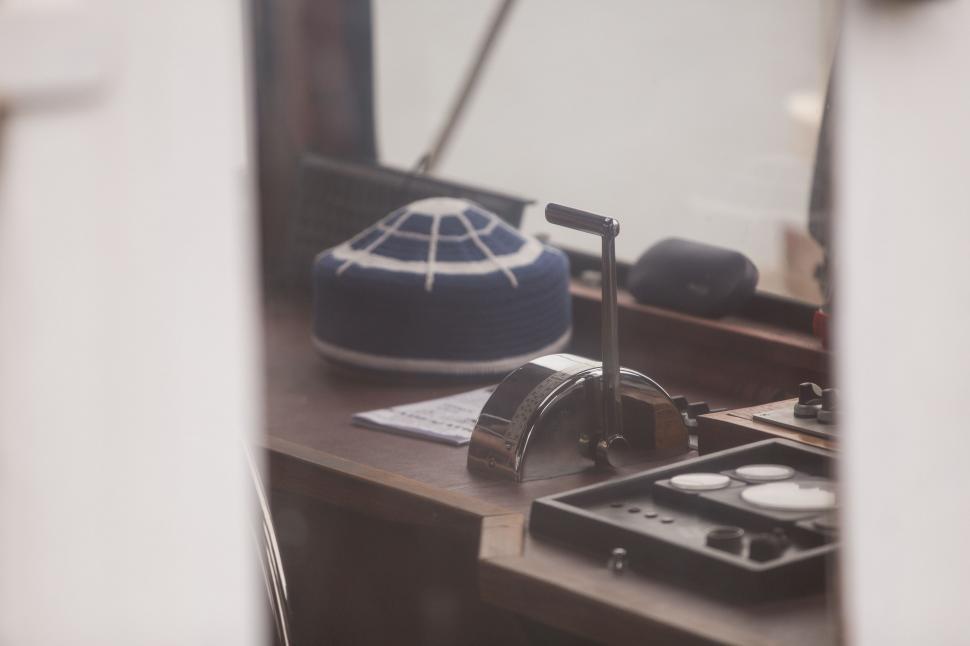 Free Image of Desk With Phone in Black and White 