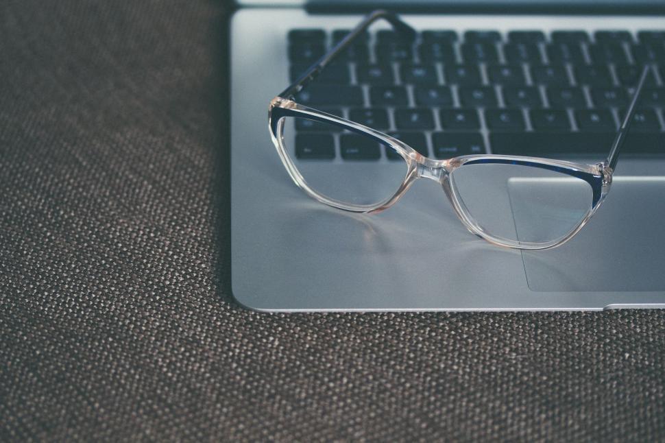 Free Image of Glasses on Laptop Computer 