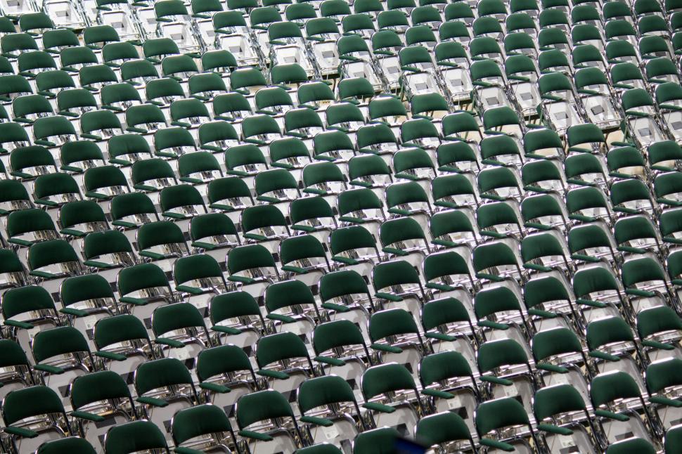 Free Image of Row of Green Chairs in a Park 