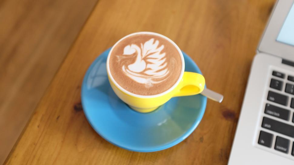 Free Image of Cup of Coffee Beside Laptop 