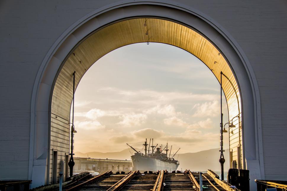 Free Image of Large Boat Emerging From Tunnel 