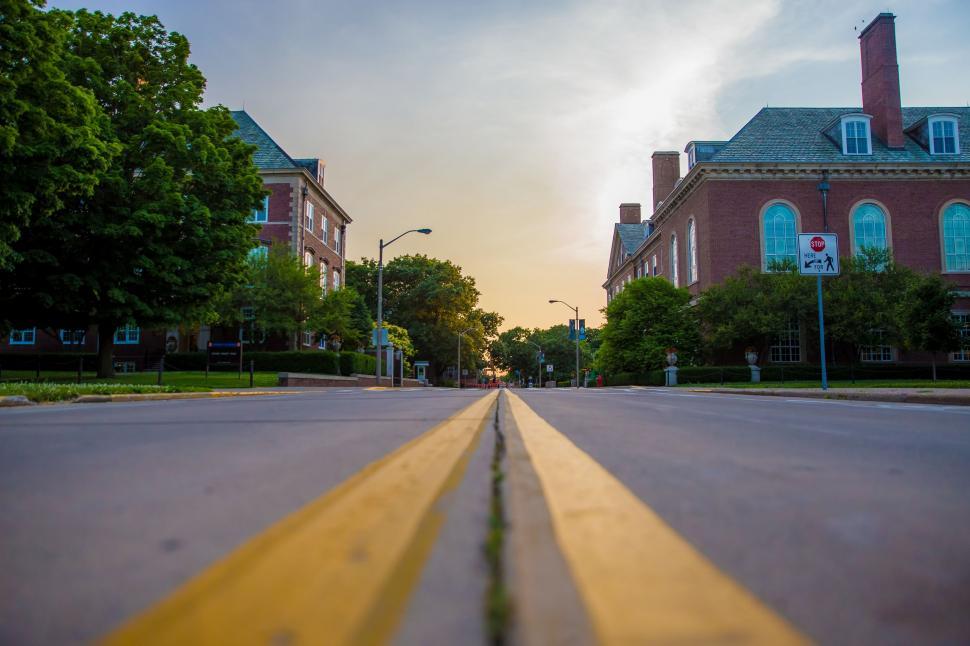Free Image of Urban Street With Painted Yellow Line 