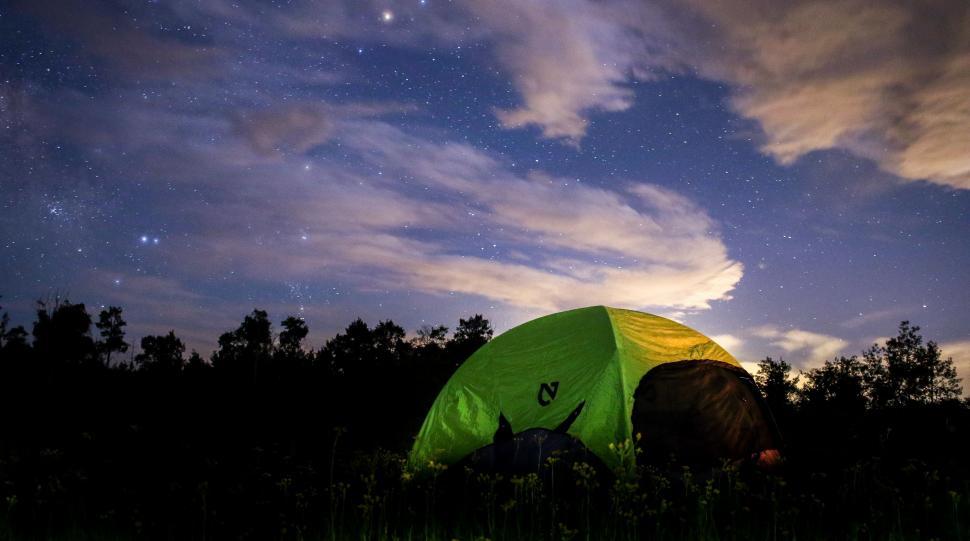 Free Image of Green Tent in Field Under Night Sky 