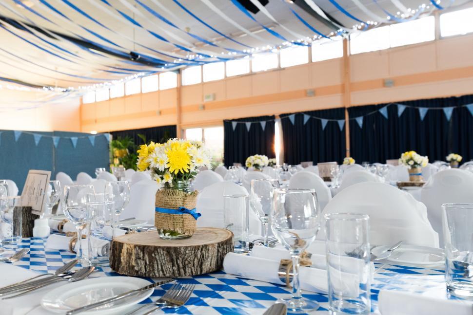 Free Image of Banquet Hall Prepared for a Formal Function 