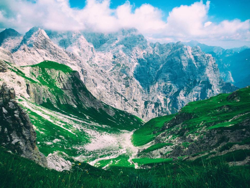Free Image of Green Grass Mountain Range View 