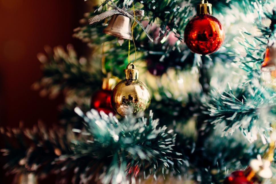Free Image of Close Up of a Christmas Tree With Ornaments 