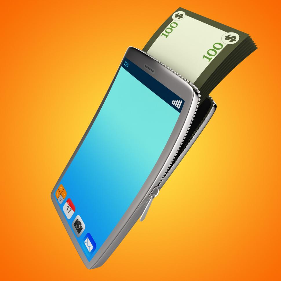 Free Image of Dollars Phone Shows World Wide Web And Bank 