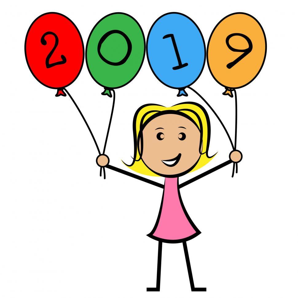 Free Image of Twenty Nineteen Balloons Represents Young Woman And Kids 