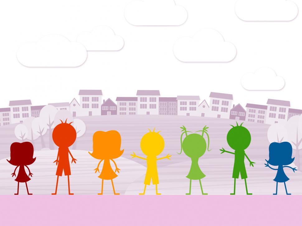 Free Stock Photo of Kids Playing Means Youths Downtown And Buildings