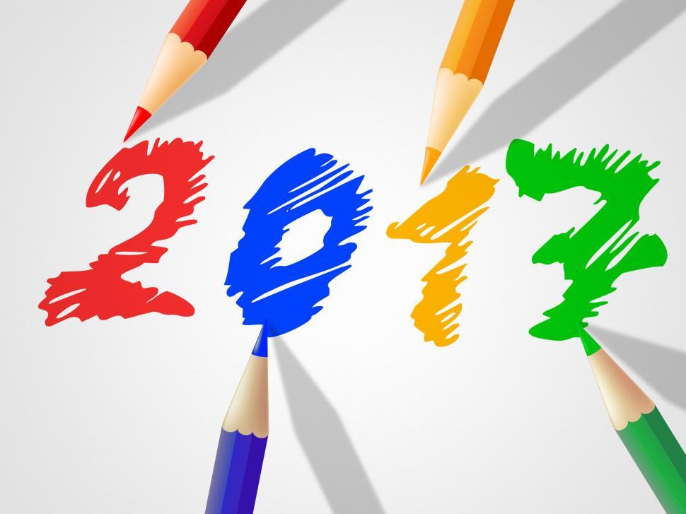 Free Image of Twenty Seventeen Indicates New Year And Annual 