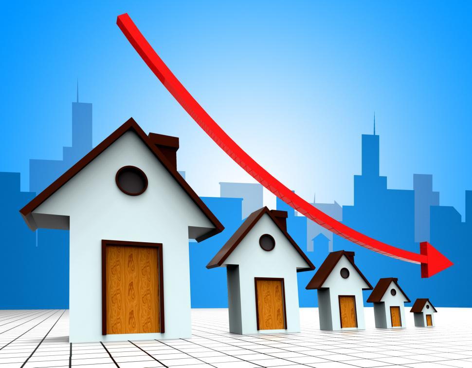 Free Stock Photo of House Prices Down Represents Reduce Regresses And