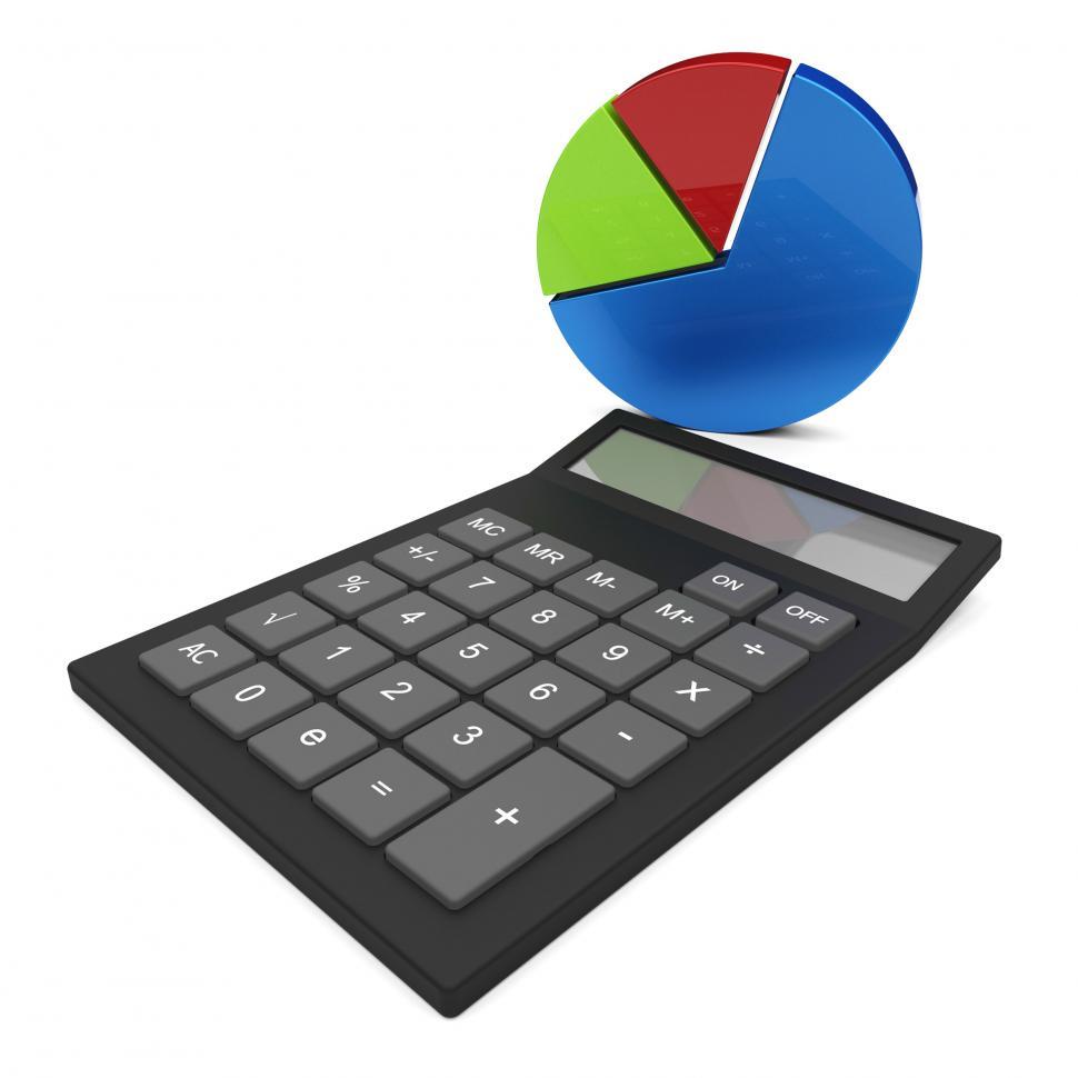 Free Stock Photo of Pie Chart Calculation Shows Financial Report And
