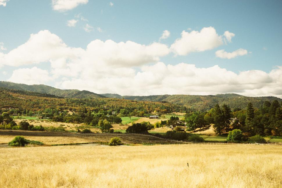 Free Image of Grassy Field With Mountains in the Background 