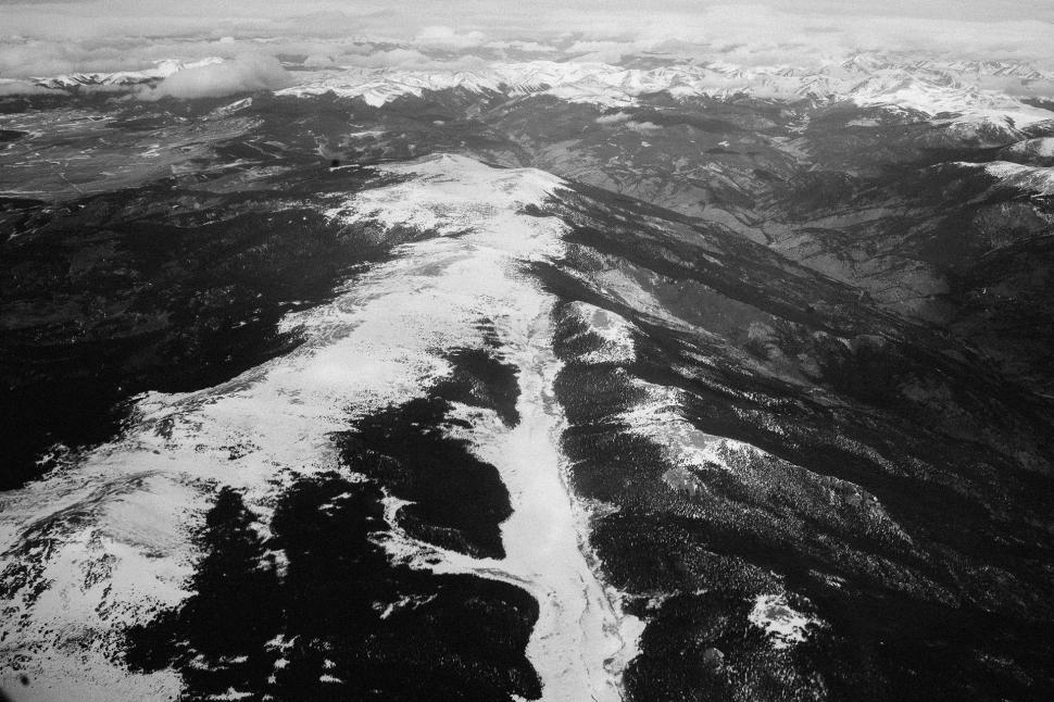 Free Image of Snow Covered Mountains in Black and White 