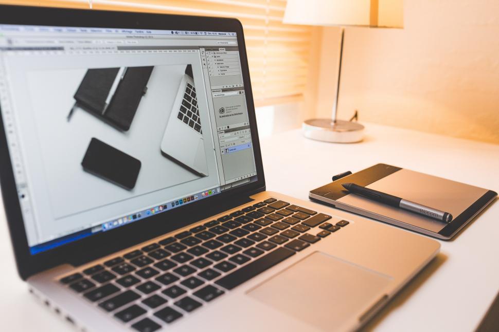Free Image of Laptop Computer on White Desk 