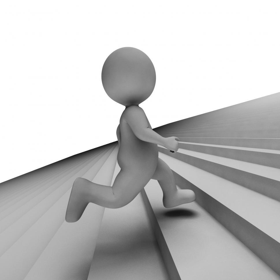 Free Image of Stairs Character Means Jogger Progress And Jog 3d Rendering 