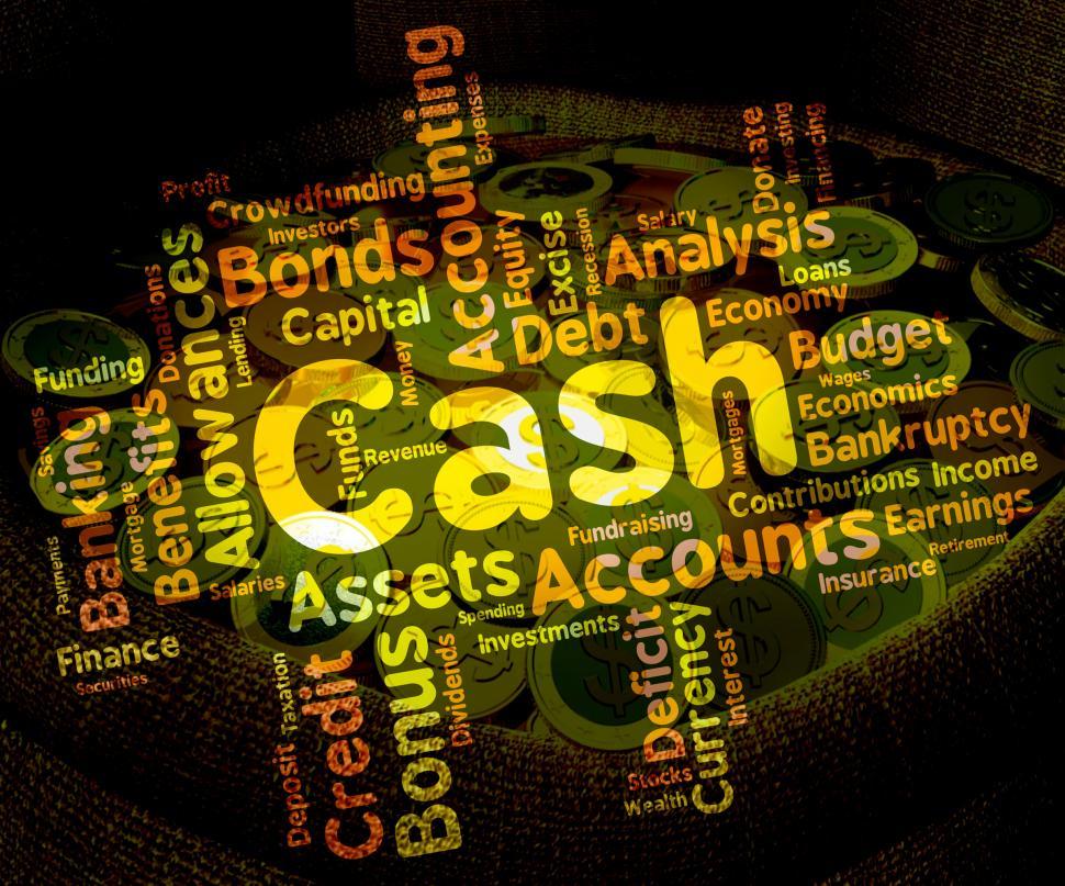Free Stock Photo of Cash Word Indicates Text Save And Currency