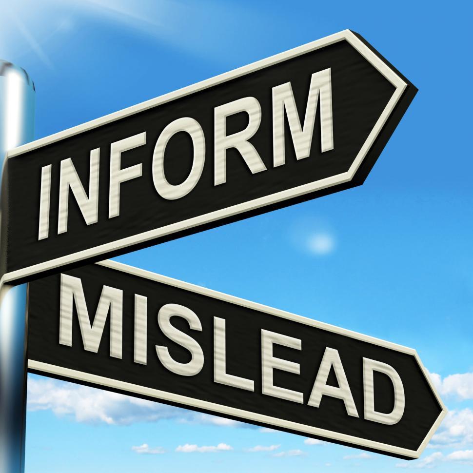 Free Stock Photo of Inform Mislead Signpost Means Advise Or Misinform