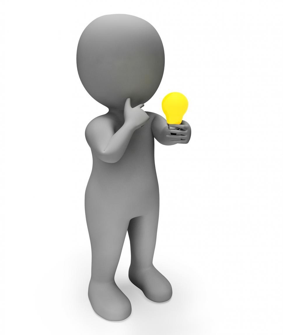 Free Image of Lightbulb Idea Indicates Power Source And Character 3d Rendering 