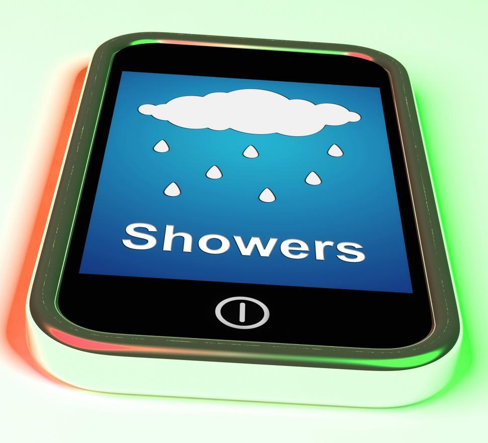 Free Stock Photo of Showers On Phone Means Rain Rainy Weather