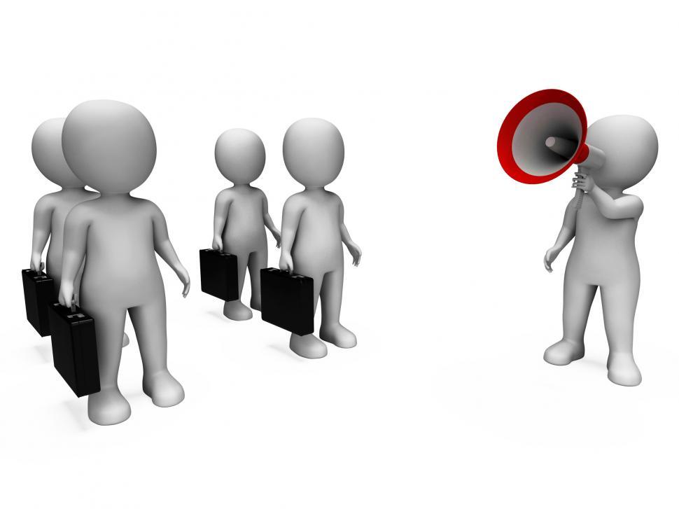 Free Image of Manager With Megaphone Shows Management Or Salesmen Meeting 